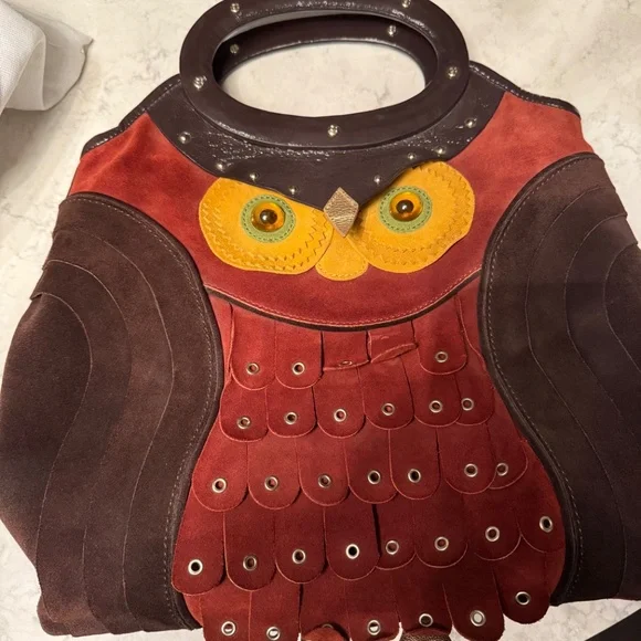 KATE SPADE LARGE SHERWOOD FOREST SUEDE LEATHER OWL IDA TOTE PURSE BAG - Picture 8 of 8